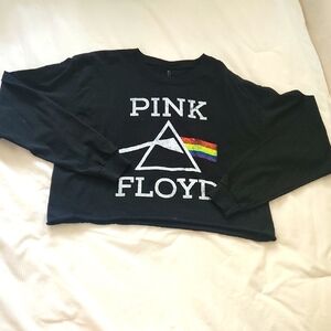 Pink Floyd Black Long Sleeve Crop Thirt